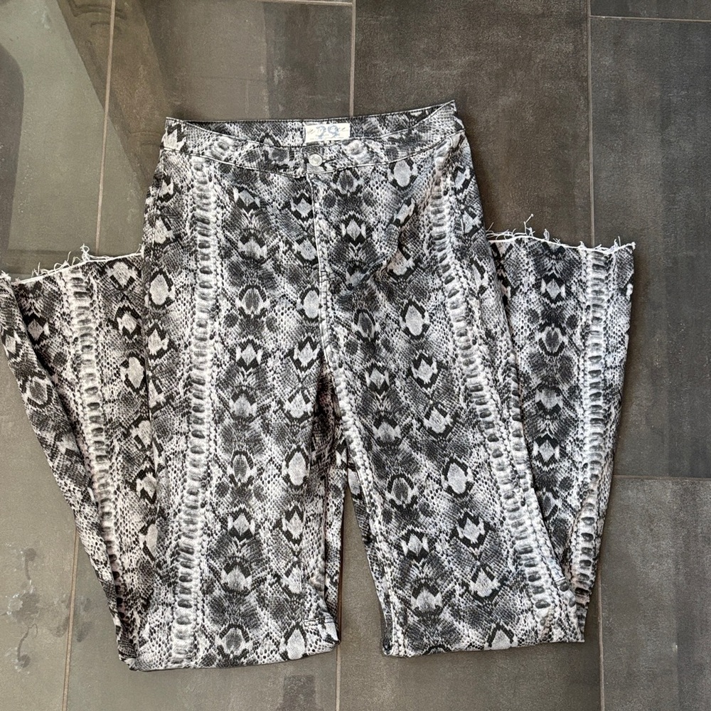 We The Free Snake Print Patterned Bellbottoms - image 1